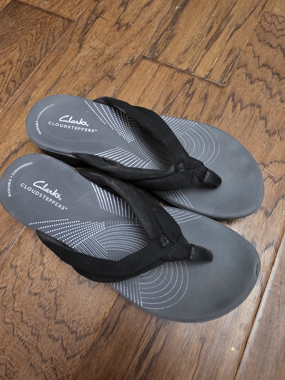 Clarks Cloudsteppers Womens Black Flip Flop Sandals